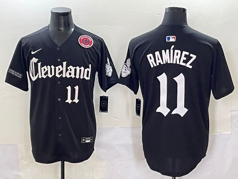 Men 2025 Cleveland Indians #11 Ramirez Black Five generations Joint Name Nike MLB Jersey style 10->cleveland indians->MLB Jersey